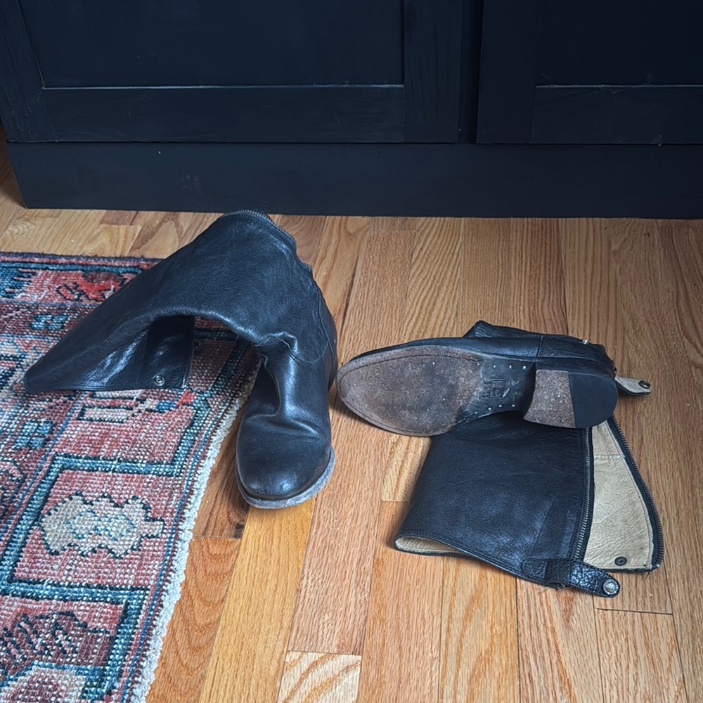 Frye Black Leather Riding Boots